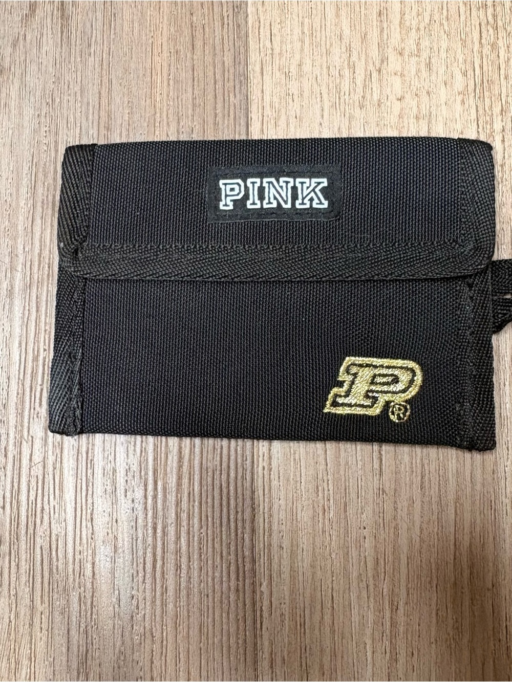 PINK Victoria's Secret x Purdue Black Nylon Trifold Wallet